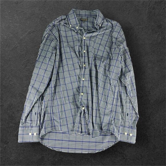 Peter Millar Golf Shirt Mens L Blue Geometric Summer Comfort Button Up - Picture 1 of 3